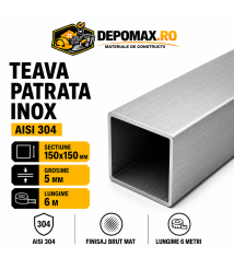 Teava patrata inox AISI 304, 150 x 150 x 5 mm, 6 metri